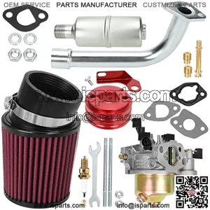 Carburetor Air Filter Exhaust Pipe Muffler Stage 1 Kit for Predator 212 cc Non-Hemi Coleman CT200U BT200X 196cc 6.5Hp GX160 KT196 Baja Warrior Massimo MB200 Mini Bike Go Kart Performance Parts