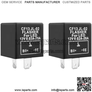 2 PCS 3 Pin CF-13 CF13 EP34 Car Electronic Flasher Relay Fits 12V 0.02A-20A, Premium Automotive LED Turn Signal Light Bulbs Hyper Blink Flash Fix JL-02, Compatible with Most Cars (CF13)