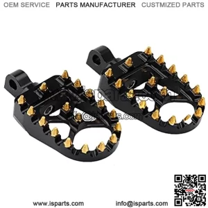 MX Offroad Wide Foot Pegs Footrest Golden Spike Chopper Bobber Pedals for Dyna Street Bob Sportster 883 Softail Fatboy Touring Street Glide, Black Gold