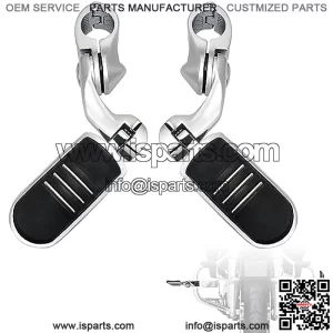 1.25" Highway Footpegs,Short Angled Adjustable Highway Pegs w/Mount for Harley Touring Street Glide Electra Glide Road King Softail CVO Dyna Trike VRSC Sportster w/1-1/4" Engine Guard,Chrome#3