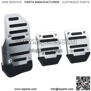 3Pc Non-Slip Manual Gas Brake Foot Pedal Pad Cover Car Accessories Parts Silver (For: More than one vehicle)