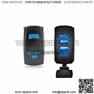 2pcs Rocker Switch (LED Light Bar + USB Power Charger) 5 Pin For Car ATV UTV (For: More than one vehicle)