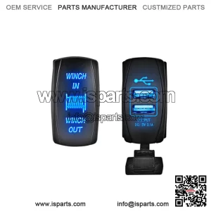 'Winch in /out' Rocker Switch + USB Charger for Car Truck ATV UTV Polaris Can Am (Fits: Yamaha Rhino 660)