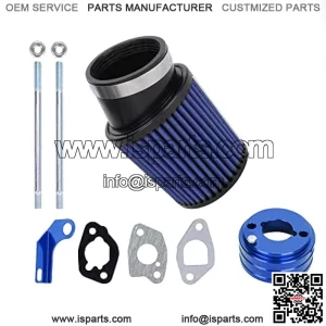 Air Filter Adapter CNC Intake Pipe Spark Plug Kit for 6.5 HP GX160 GX200 Predator 212cc Engine 196cc ct200 Doodle Bug Baja MB165 MB200 Warrior 200 Mini Bike Trailmaster Mid XRX Go Kart Blue
