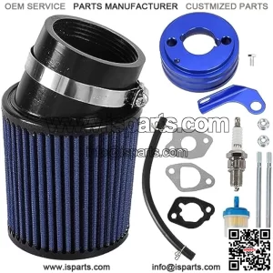 Predator 212cc Upgraded Airfilter adapter Intake Spark Plug Kit performance Replacement parts fit for 212cc 196cc carburetor 6.5HP Coleman Powersports CT200U-EX KT196 Mini Bike and Go Kart Blue