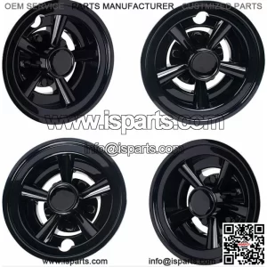 Golf Cart 8" Black Wheel Covers- EZGO, Club Car, Yamaha- Universal