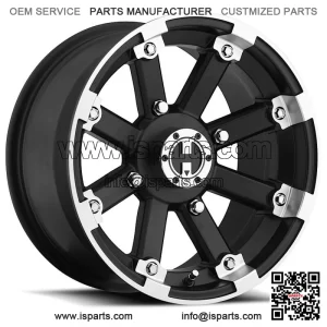 (Set of 4) Vision 393 Lockout 12x8 4x156 -Black/Machined Wheels Rims 12" Inch (For: Polaris)