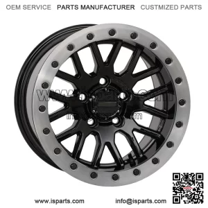 System 3 SB-9 Beadlock 15" Wheels Matte Black +10mm Polaris RZR Turbo R & Pro R (For: Polaris)