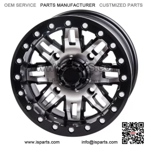 Tusk Teton Beadlock Wheel 15x10 5.0 + 5.0 Machined/Black 4/156 Lug Pattern (For: Polaris)
