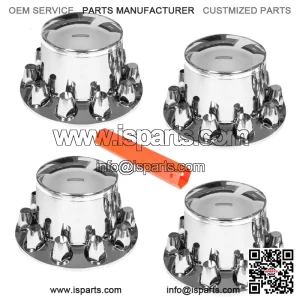 Set of 4 Rear Chrome Wheel Axle Hub Cover Kit Semi 33MM Nut Covers ABS Plastic