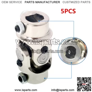Steering U Joint Coupler Chrome Single U-Joint Shaft 3/4" DD X 3/4" DD 5PC