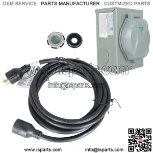 15FT 30 Amp Generator Power Extension Cord Wire w/ Power Inlet Box NEMA L14-30