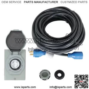 30 Amp Generator Cord 75FT and Power Inlet Box Waterproof Combo Kit NEMA L14-30