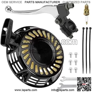 Pull Recoil Start and Left Brake Handle Clutch Lever Perch with Spark Plug kit Predator 212cc 196cc 5.5hp 6.5hp Coleman BT200X CT200U Trail CT200U-EX Baja MB200 Mini Bike Motor Parts