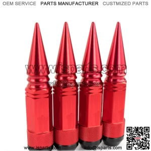 SICKSPEED 4 PC RED SPIKED ALUMINUM 108MM 3PC LUG NUTS POLARIS ATV 3/8X24 N31 (For: Kawasaki Teryx4 800)