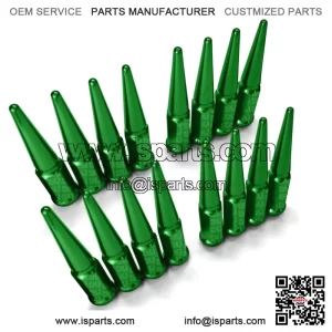Green Long Steel Spike Lug Nuts 10x1.25 ATV Can-Am Yamaha Honda Suzuki Kawasaki (Fits: Yamaha Rhino 660)