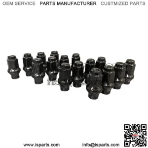SET OF 16 BLACK M10x1.25 ET EXTENDED THREAD BEVELED TAPERED LUG NUTS