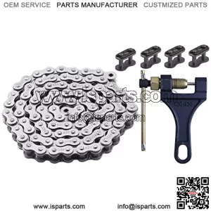 420 Standard Roller Chain 90 Link+ Chain Breaker, fit for Coleman BT200X CT200U Trail 200 CT200U-EX Baja TrailMaster Warrior Heat Massimo MB165 MB200 196cc 6.5hp Powersports Mini Bike Part