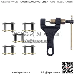 Gold 420 Motorcycle Chain 132 Link Standard Roller Chain with Free Chain Breaker 5 Connecting Master Link for 100cc 110cc 125cc Dirt Pit Bike ATV Quad Go Kart Mini Bike Scooter