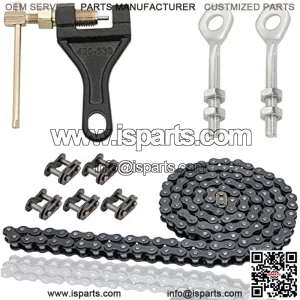 420 Motorcycle Chain 420 Standard Roller Chain 132 Link, 420 Drive Chain for 110 125cc Dirt Pit Bike ATV Quad Go Kart Scooter Mini Bike (Whit Chain Breaker +0.4" Chain Axle Adjuster)