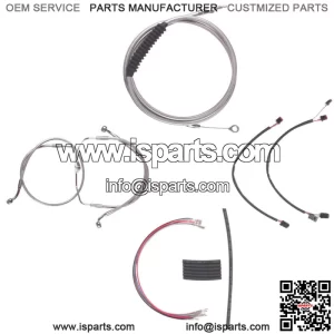 Stainless Cable & Brake Line Cmpt Kit 18" Apes 2014-2016 Harley Road King No ABS (For: Harley-Davidson)