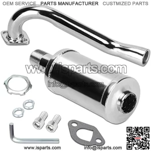 212cc Exhaust Pipe with Muffler for Predator 212 Go Kart 196cc Non Hemi Engine Coleman Powersports KT196 Trailmaster XRX XRS Hammerhead 80T Yerf Dog Manco Tillotson GX200 Performance Parts