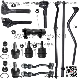 Front 13pc Suspension Kit for 91-01 Jeep Cherokee Comanche, Lower Upper Ball Joints Outer Inner Tie Rod Sway Bar Links Drag Link Track Bar Adjusting Sleeves Replacement
