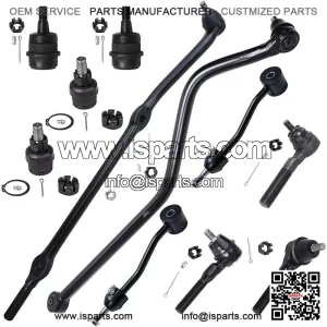 Front 11pc Suspension Kit for 1997-2006 Jeep Wrangler TJ, 4 Ball Joints 3 Tie Rods 2 Sway Bars 1 Drag Link 1 Track Bar 1998 1999 2000 2001 2002 2003 2004 2005 Replacement