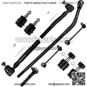 Suspension Assembly Front Inner And Outer Tie Rod Ends Front Upper And Lower Ball Joints Rear Sway Bar Links Drag Link for Jeep Wrangler 10pcs
