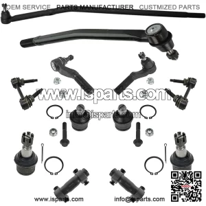 12pc Steering Suspension Kit Ball Joints Tie Rods Sway Bar Ends Drag Link Compatible with 2008-2014 Ford E-150 E-250 2008-2019 E-350 Super Duty