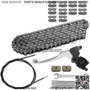 140 Links #35 Drive Chain 7/8 Left Brake Clutch Handle Lever Cable for 79cc 98cc 100cc 2.8hp Coleman CT100U CC100X Baja Doodle Bug DB30 Motovox MBX10 MBX11 Monster Moto MM-B80 MM-B105 Mini Bike