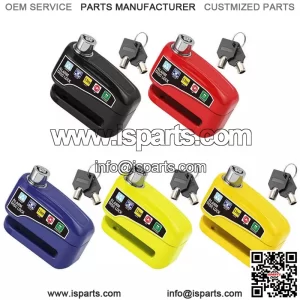 Bicycle Alarm Disc Brake Lock with Keys, Steel Anti-Theft Padlock for Bikes & Sc