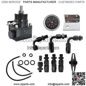 Adjustable Fuel Pressure Regulator Kit 100psi Guage AN6 Fitting Black Universal