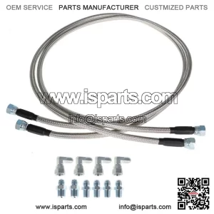 52" Length SS Braided Transmission Cooler Hose Lines Fittings TH350 700R4 TH400
