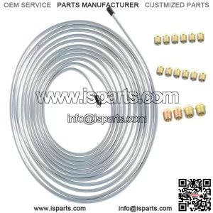 1/4 OD 25ft Coil Roll & 16 Tube Nut Fittings Brake Line Tubing Kit