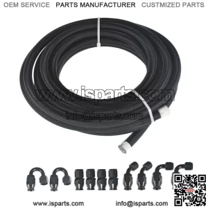 Black Nylon Braided E85 PTFE Fuel Line 20ft 8AN -8AN 10 Fittings Hose kit E85