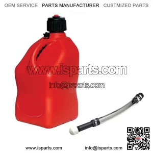 Red 5.5 Gallon Square Utility Jug Gas Can + Deluxe Fill Hose