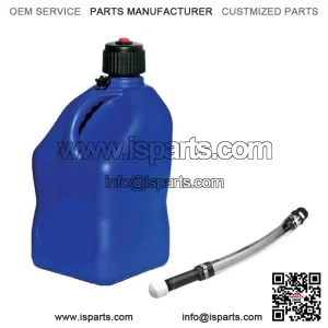 Blue 5.5 Gallon Square Utility Jug Gas Can + Deluxe Fill Hose