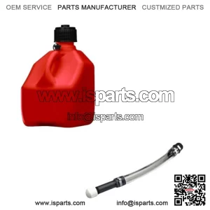 1 Pack Red 3 Gallon Square Utility Jug + 1 Deluxe Fill Hose