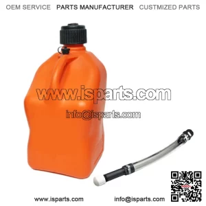 Orange 5.5 Gallon Square Utility Jug Can + Deluxe Fill Hose