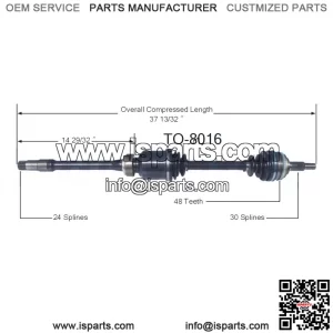 Front Pass Right CV Axle Shaft TO-8016 For Toyota Avalon Camry Solara (For: Toyota)