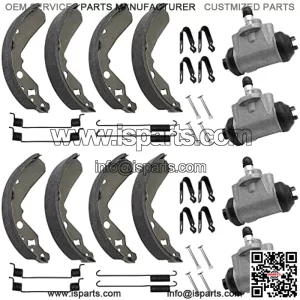 All Front & Rear Brake Wheel Cylinders Shoes fit for Kawasaki Mule 600 610 KAF400 2005-2009