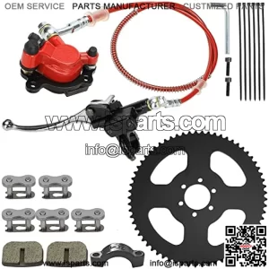 65 Teeth #35 Chain Rear Sprocket Hydraulic Brake Master Cylinder Assembly for 79cc 97cc 100cc 2.8hp Coleman Trail CT100U CC100X RT100 Baja Doodle Bug DB30 Motovox MBX10 MBX11 Mini Bike Parts