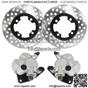 Front Brake Calipers +Brake Rotors For 2007-2012 Yamaha Grizzly 350 YFM350G