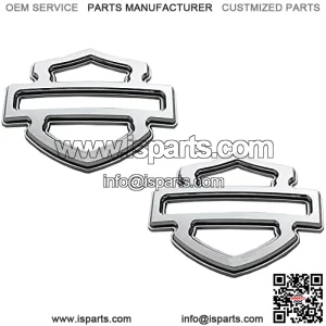 2pcs  Custom Badges Double Layer Emblems Replacement for Harley CVO Custom Tank Emblems (Chrome)
