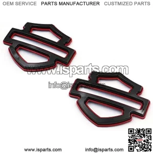 2pcs Badges Double Layer Emblems Fits Harley CVO Custom Tank Emblems (Gloss Black)