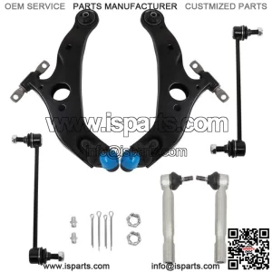 6pc Front Lower Control Arm Ball Joint Tie Rod Sway Bars for 04-10 Toyota Sienna