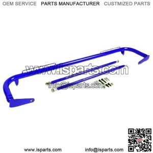 BLUE 49" ADJUSTABLE MILD STEEL SAFETY SEAT BELT HARNESS BAR WITH SUPPORT RODS