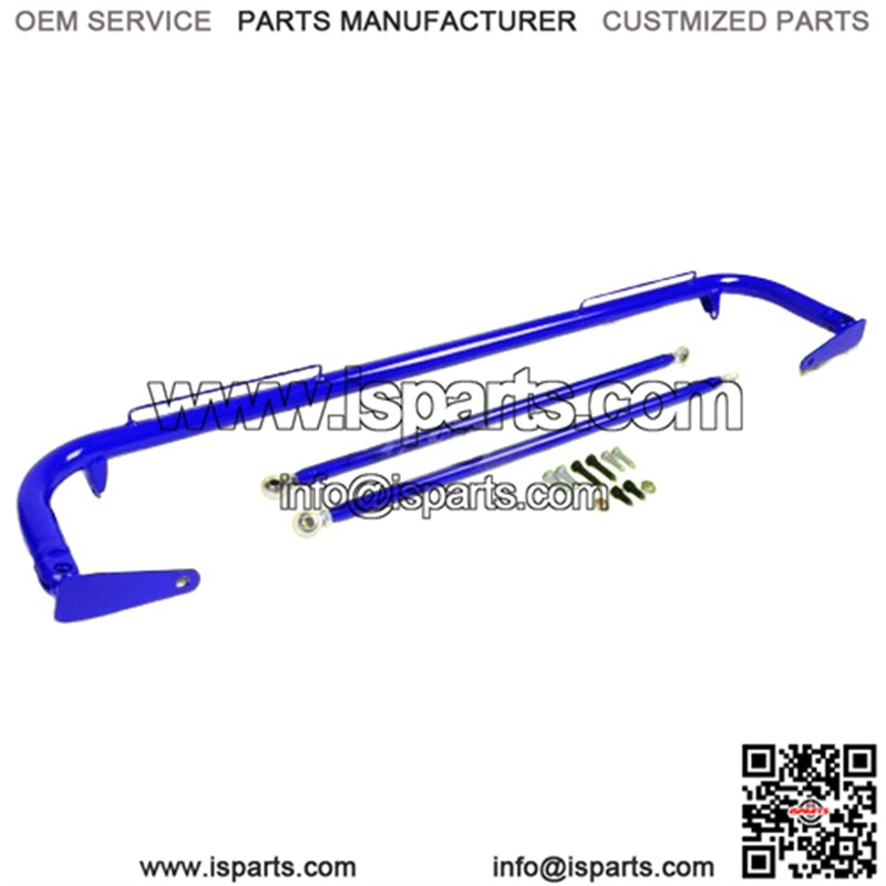 BLUE 49" ADJUSTABLE MILD STEEL SAFETY SEAT BELT HARNESS BAR WITH SUPPORT RODS