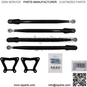 Heavy Duty Round Tube Rear Radius Arms/Rods for 2018+ / 2019+ Polaris RZR XP Turbo (See Fitment) | Black | Does Not Work With Polaris Rear Bumpers